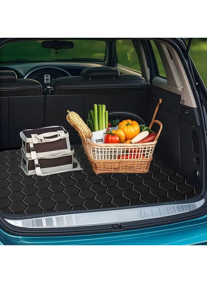 Black Heavy Duty Non Slip Trunk Liner Easy Clean Hexagon Pattern Boot Mat - Image 3